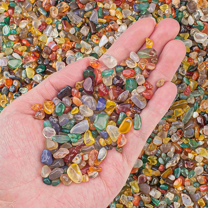 0.5 Lb/230g Colorful Agate Aquarium Fish Tank Gravel Rocks, Crushed Stone Crystal Chips Bulk Natural Gemstones Pebbles Irregular for Aquarium, Vase Fillers, Succulent Plants Decor