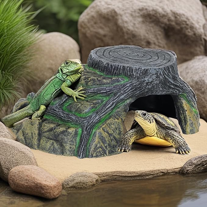 Gecko Tank Accessories, Tortoise Habitat Accessories, Ball Python Tank Accessories, Large Snake Hides, Perfect Terrarium Decor for Reptile Gecko Basking Humid Hiding (Large)