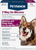 PetArmor 7 Way De-Wormer for Dogs, Oral Treatment for Tapeworm, Roundworm & Hookworm in Large Dogs & Puppies (Over 25 lbs), Worm Remover (Praziquantel & Pyrantel Pamoate), 2 Flavored Chewables