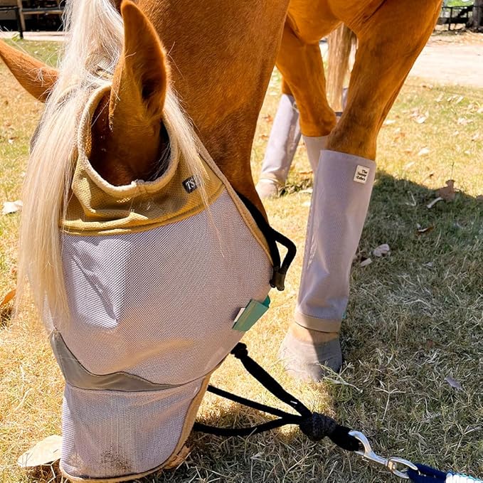 Fly Masks for Horses, 70% Uv-Block, Breathable Fly Mask for Equines, Durable, Comfortable Fit for All-Day Protection, Horse Size (Horse Fly Mask, with Nose)