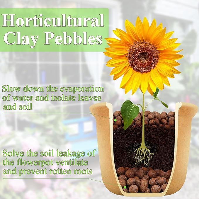5 lbs Clay Pebbles for Plants, 8-12 mm Leca Clay Balls for Indoor Plants, Orchid Potting Mixes, Hydroponic Growing, Aquaponics, Potted Top Dressing and Drainage