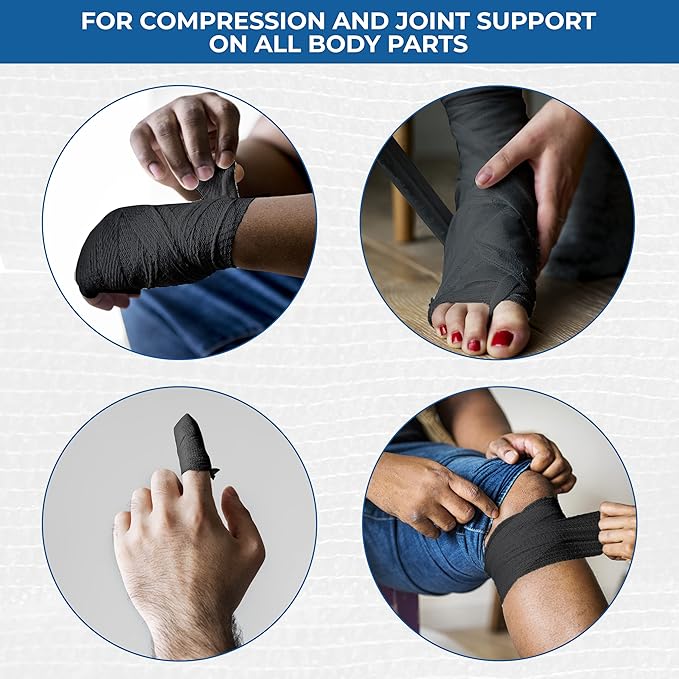 Self Adhesive Bandage Wrap - Pack of 12 Black Color, Non-Woven, Breathable & Water-Resistant Vet Wrap for First Aid, Sports Injury, Body Sprains, & Pets - 2 Inch x 5 Yards