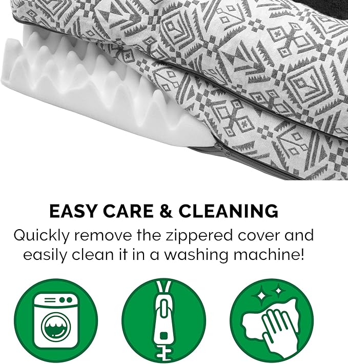 Furhaven Orthopedic Dog Bed for Large/Medium Dogs w/ Removable Bolsters & Washable Cover, For Dogs Up to 55 lbs - Plush & Southwest Kilim Woven Decor Sofa - Boulder Gray, Large