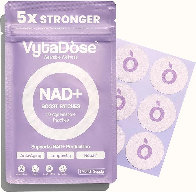 NAD+ Boost Patches | Anti-Aging and Wellness Support | 5x Stronger Formula | NMNH, Resveratrol, Hyaluronic Acid, Vitamin C, & Coq10 l Premium 8-Hour Time-Release Patch for Enhanced Absorption