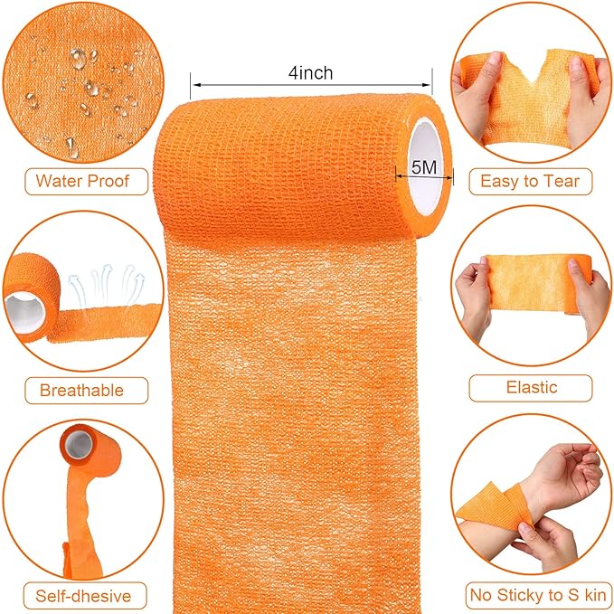 Treela 36 Pcs Self Adherent Bandage 4" X 5 Yard Wrap Breathable Cohesive Bandage Elastic Adhesive Tape for Stretch Athletic Sports Wrist Ankle(Multicolored)