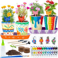 RGBDOT Kids Gardening Set Paint and Plant Stoneware Flower Gardening Kit with 4 Pots Arts and Crafts for Kids Ages 8-12 Best Children’s Day Gift for Girls Boys Ages 5 6 7 8 9 10