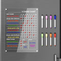 Acrylic Magnetic Chore Chart for Fridge, Clear Dry Erase Chores Chart for Refrigerator, Responsibility Reward Planning Board for Teens Family, w/ 8 Colors Markers, 12"x9"