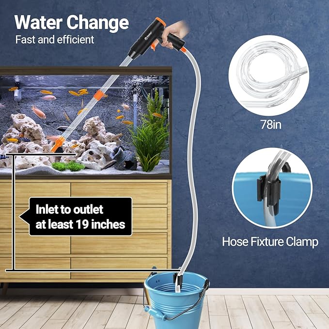 132GPH Manual Aquarium Gravel Cleaner, Fish Tank Siphon Vacuum Cleaner with Adjustable Water Flow for Cleaning Dirt, Water Change & Wash Sand Aquarium Cleaning Tools