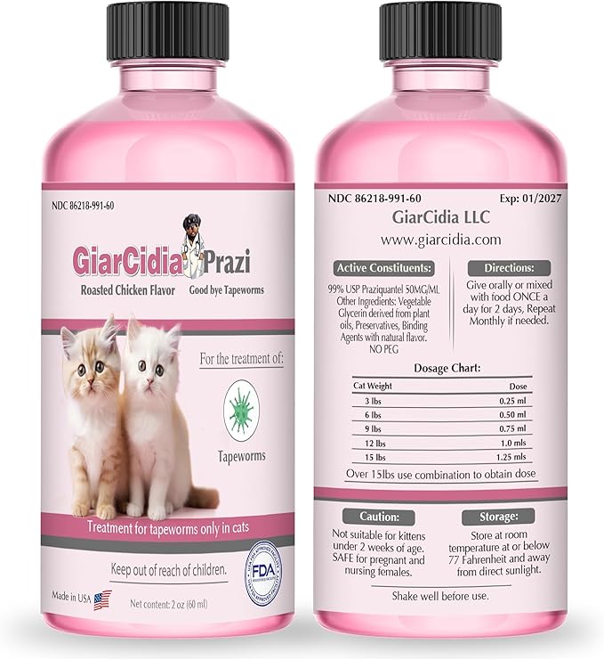 No More Tapeworms in Cats - Dewormer for Cats - 3ml Dropper