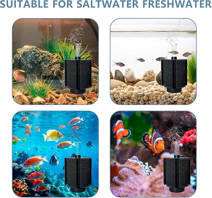 2Pcs Aquarium Sponge Filter,30 Gallon Fish Tank Sponge Filter with Airstone Breeding Fry Betta Shrimp for Fish Tank 10 Gal to 50 Gal