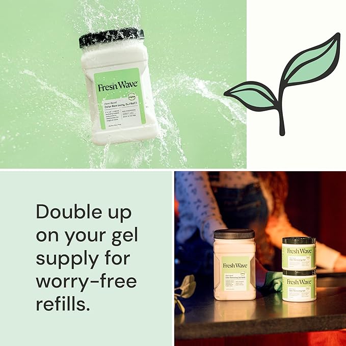 Fresh Wave Odor Removing Gel Refill, 63 oz., Pack of 2 - Safer Odor Absorbers for Home, Natural Plant-Based Odor Eliminator, Every 15 oz. lasts 30-60 Days, For Cooking, Trash & Pets