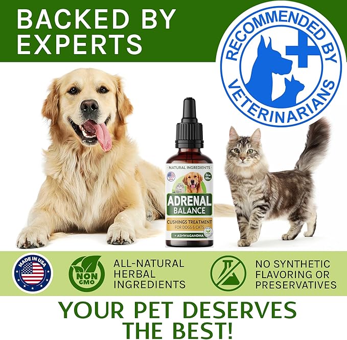 Аdrеnаl Balance for Dogs and Cats - Cushings Treatment for Pets, Аdrеnаl Support w/Ashwagandha, Licorice Root, Rhodiola Rosea – Best Cushings Treatment for Dogs - 2oz Harmony Herbal Drops