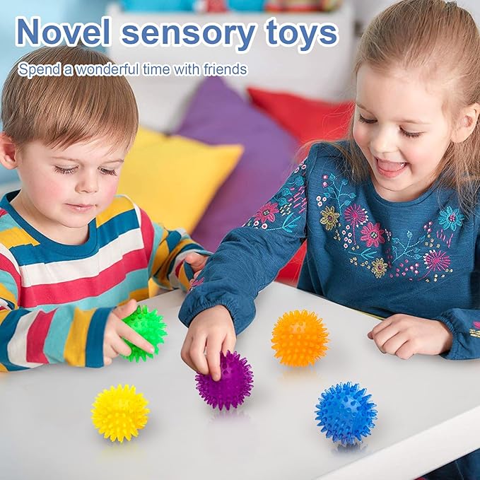 18pcs Fidget Spiky Ball Toys Stress Relief Sensory Toy for Kids Adults Toddlers, Squishy Squeeze Ball for Party Favors, Pinata Fillers, Goodie Bag Stuffers