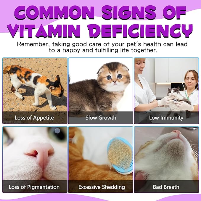 Liquid Multivitamin for Cat, 15 in 1 Cats Multivitamin Liquid Drops Supplements for Skin & Coat, Heart Health, Bones and Joint, Cat Vitamins with Glucosamine and MSM, Immune System Support -60ml