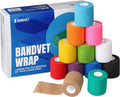 Self Adhesive Bandage Wrap - Pack of 12 Assorted Colors, Non-Woven, Breathable & Water-Resistant Vet Wrap for First Aid, Sports Injury, Body Sprains, & Pets (2 Inch Multicolor - 12 Pack)