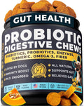 Probiotics for Dogs - PhD Endorsed Digestive Enzymes - Gut Health, Diarrhea & Bowel Support - Dog Treats with Turmeric, Omega-3 & Fiber - Immune Soft 140 Chews - Beef Flavor - Made in USA