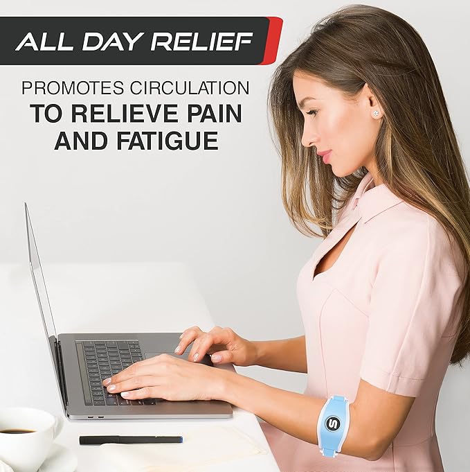 Sleeve Stars Tennis Elbow Brace for Women - Adjustable Tennis Elbow Strap, Golfers Elbow Brace for Men, Counterforce Brace for Tendonitis Relief, Fits 9"-23" (Single/Light Blue)