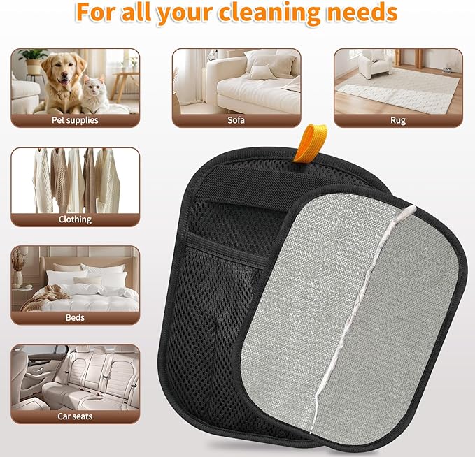 2Pcs Pet Hair Removal Glove for Cats & Dogs, 2025 Newly Upgraded Five-Finger Electrostatic Pet Hair Gloves, Reusable Pet Hair Remover Tool for Couch, Clothing, Car Seat,Carpet