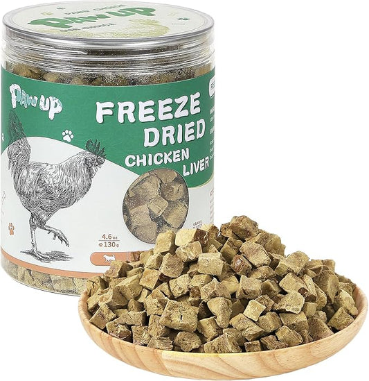 Freeze Dried Chicken Liver Pet Treats, High Protein Freeze-Dried Pet Food for Dogs, Cats, Fresh Ingredient Snacks, 4.6 oz, Rawhide Free&Grain Free