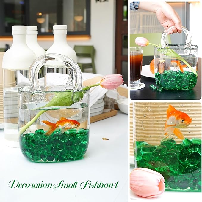 1LB Green Flat Glass Marbles for Vases, Gemstone Beads Vase Filler Decorative Glass Pebbles for Fish Tank, DIY Crafts, Aquarium Decor Rocks