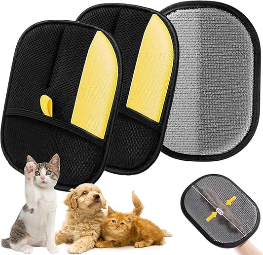 2 Pcs Pet Hair Remover Glove, 2025 Upgrade Reusable Double Sided Electrostatic Gloves Pet Hair Remover, Washable Pet Grooming Gloves for Couch, Furniture, Carpet, Car Seat (2Pcs)