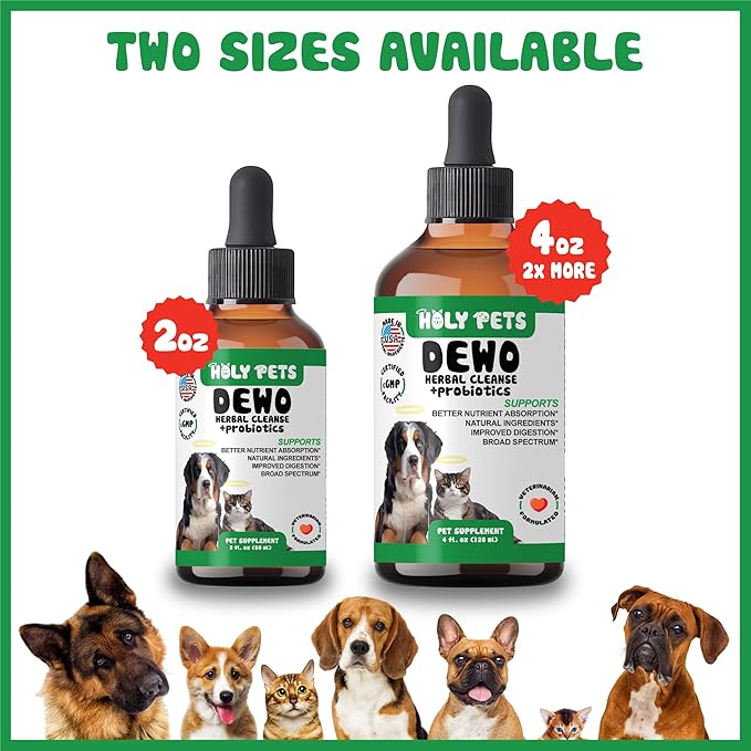 Herbal Gut Cleanse & Natural Parasite Support for Dogs & Cats with Probiotics – Promotes Digestive Health, Detox, and Wellness – Liquid Supplement for Pets – Made in The USA