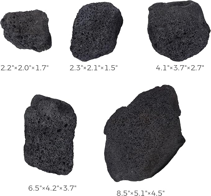 2-8 Inches Large Natural Black Lava Rock 5 PCS Aquarium Rocks for Aquascaping, Aquarium Landscaping, Terrariums, Fish Tank Decoration, Vivariums, Paludarium, Reptile and Amphibian Enclosures