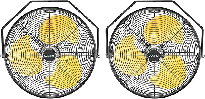 2800 CFM 12" Industrial Wall Mount Fan with 2 Pack, High Velocity 3-Speed Metal Wall Mounted Fan with powerful Motor Covered Patio, Greenhouse, Gazebo, UL Listed