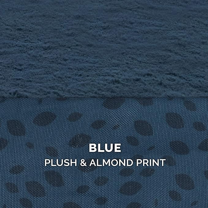 Furhaven Cooling Gel Dog Bed for Large Dogs w/ Removable Bolsters & Washable Cover, For Dogs Up to 95 lbs - Plush & Almond Print L Shaped Chaise - Blue Almonds, Jumbo/XL