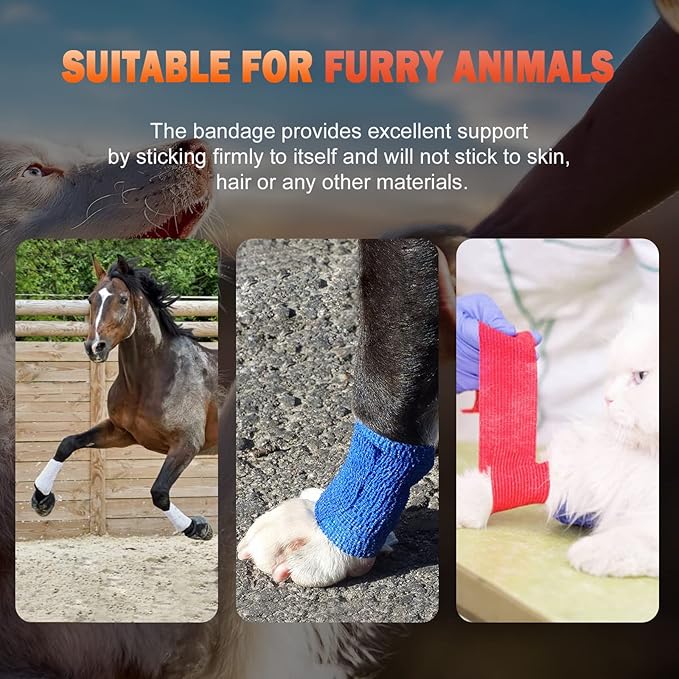 OK TAPE Self Adherent Cohesive Bandages Wrap - 12Packs, 2" x 5 Yards, Non-Woven Self Adhesive Bandage Wrap for Thumb, Finger, Wrist, Ankle, Vet Wrap Bandages Tape (Bright Pink)