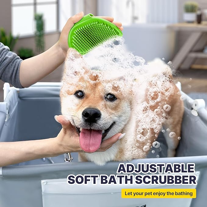 B4 Dog Bathtub Dog Washing Station with Scrubber for Small Medium Dogs Cats, Foldable Dog Tub for Bathing and Grooming, Portable Collapsible Dog Shower Tub, Indoor and Outdoor