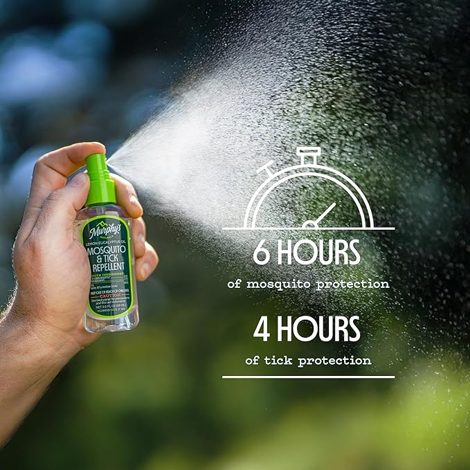 Murphy's Naturals Mosquito & Tick Bug Repellent Spray, Oil of Lemon Eucalyptus for Skin + Outdoor Gear, DEET-Free, 2 Ounce Pump, 3-Pack