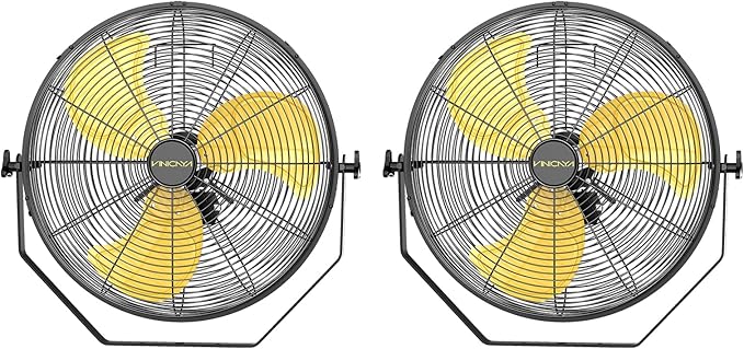 20 Inch Industrial Wall Mount Fan with 2 Pack, 5200 CFM Industrial Metal Wall Fans with Poweful Motor, 3 Speed, Heavy Duty Construction Indoor for Warehouse, Workshops, and Garage, UL Listed