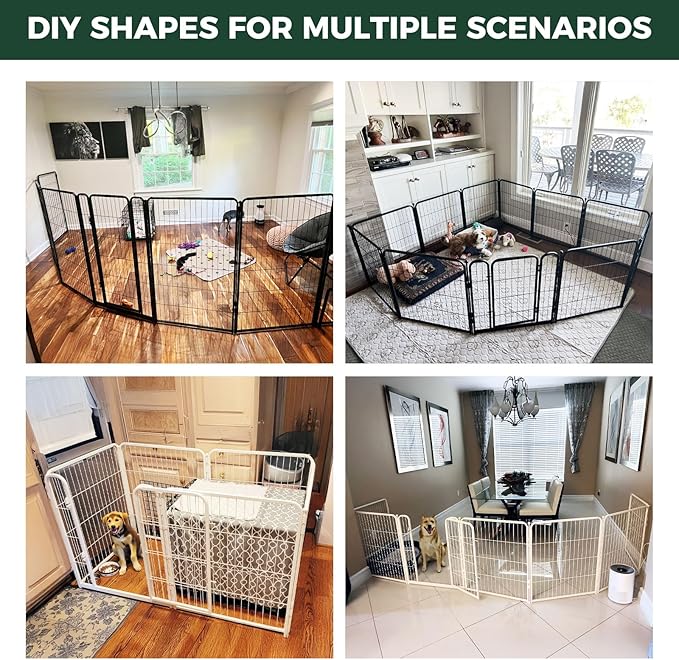 FXW Homeplus Unleashed Indoor Dog Playpen - Stress-Free and Safe Play, Heavy Duty 24 Inch 12 Wire Panels Dog Pen for Puppy and Small Dogs, Black│Patented