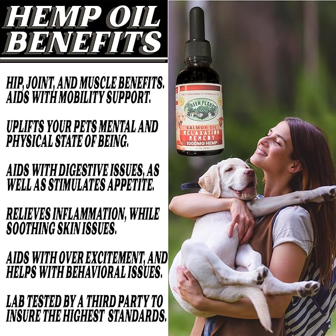 Pet Hemp Oil | Dogs and Cats | Wild Alaskan Salmon Hemp Oil | 1000MG Organic Tincture | 100% Natural | Hip, Joint, and Muscle Support for Your Pet | Aids with Skin, Coat, Anxiety, Stress, and Pain