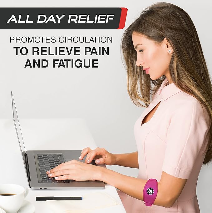 Sleeve Stars Tennis Elbow Brace for Women - Adjustable Tennis Elbow Strap, Golfers Elbow Brace for Men, Counterforce Brace for Tennis Elbow for Tendonitis Relief, Fits 9"-23" (Pair/Hot Pink)