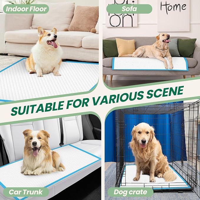 100 Count Large Dog & Cat Puppy Pee Pads - 28"x30" Absorbent Potty Training Pads | Leakproof Quick-Dry Disposable Pet Pads for Puppies, Dogs & Cats | Indoor, Outdoor, Litter Box, Housebreaking Use