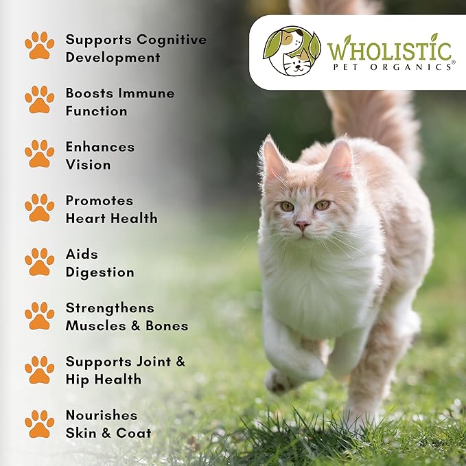 Wholistic Pet Organics Feline Complete Organic Pumpkin - 8 Oz - Multivitamin & Probiotic Powder for Cats - Natural Cat Food & Digestive Support