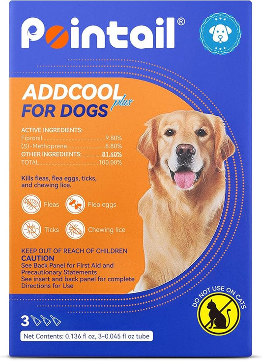 Flea and Tick Prevention for Dogs, Addcool Dog Flea and Tick Treatment, Flea & Tick Control Topical Drops, 3 Doses, Vet-Recommended(23-44 lbs)