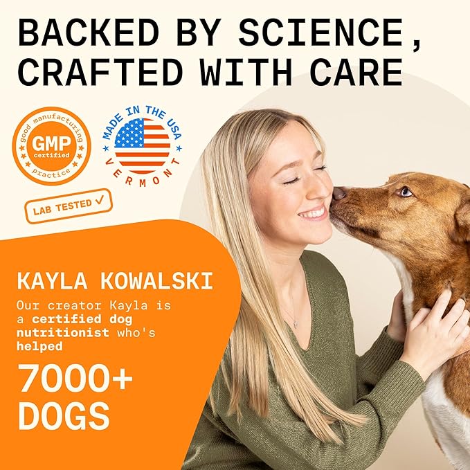 5-in-1 Dog Probiotic Powder – 100% Natural Gut Health Support with Prebiotics, Postbiotics & Enzymes – Crafted by Dog Nutritionist Kayla Kowalski, Made in USA – 30 Scoops
