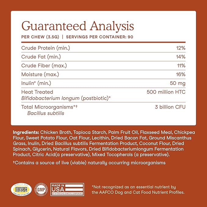 Fera Pets Probiotics for Dogs with Prebiotics and Postbiotics - Full Spectrum Gut Health Support - Promotes a Balanced Gut Microbiome - Boosts Immune Health - 90 Soft Chews