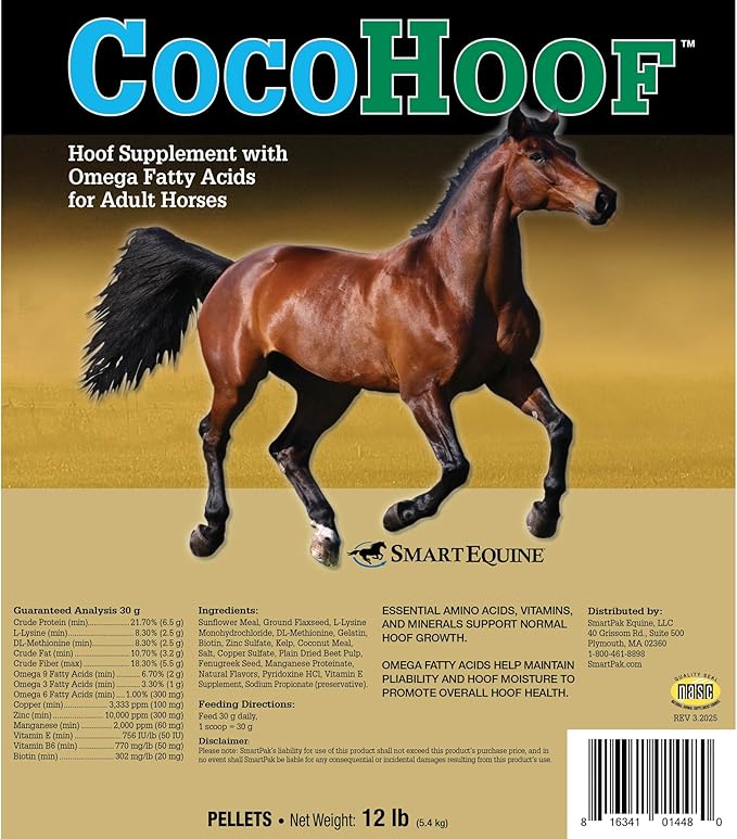 Uckele by SmartEquine CocoHoof | Hoof Supplements for Horses | Biotin for Horses Hooves | Horse Vitamins and Minerals Supplement | Provides Amino Acids, Fatty Acids and Vitamins | 12 LB