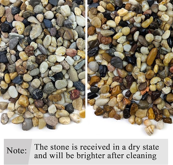 2lbs Aquarium Rocks, 2/5 Inch Pea Gravel for Indoor Plants, Decorative River Rocks for Fish Tank Succulent Vase Plant Soil Cover and Outdoor Landscaping