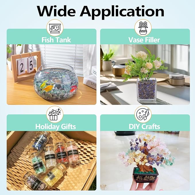 0.88 Lb Crystal Chips Stones Tumbled Crushed Stone Blue Agate, Irregular Shaped Gemstone Pebbles Gravel Rocks for Vase Fillers, Aquarium Gravel Rocks and Home Decoration