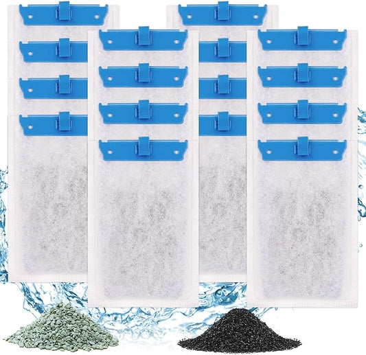 fishkeeper 16 Pack Medium Filter Cartridges Compatible with Tetra Whisper Bio-Bag Filters Replacement Filter Cartridges for Whisper Filters 10i / IQ10 / PF10 and TetraFauna ReptoFilter(Ready to Use)