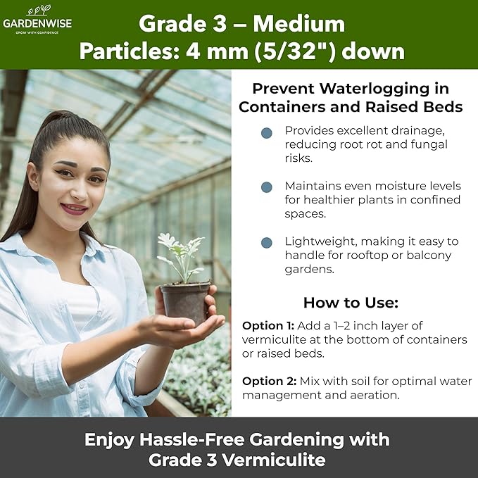 Organic Coarse Vermiculite for Indoor Gardening Plants and Mushrooms – Enhances Soil Aeration, Seed Germination, Rooting Cuttings – Small Packages and Bulk (Vermiculite Grade 3 – Medium, 3 qt)