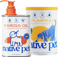 Native Pet Omega Oil for Dogs & Pumpkin for Dogs | Dog Fish Oil Supplements | All-Natural, Organic Pumpkin Fiber for Dogs | 8 Oz. Omega Oil & Pumpkin Powder