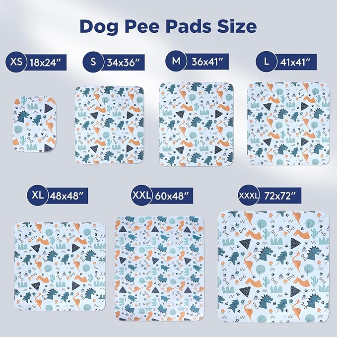 FURTIME Washable Pee Pads for Dogs, 2 Pack Large 34"x36" Super Absorbent Reusable Puppy Pads, 100% Waterproof Non-Slip, Whelping Dog Playpen Crate Mat for Potty