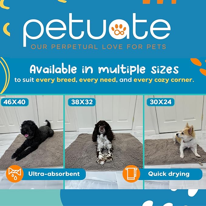Pet 2-in-1 Dog Towel & Mat – Transforms from Drying to Bath Mat, Ultra Soft, Absorbent & Quick-Drying, Machine Washable Dog Towels with Detachable Non-Slip Mat and Hand Pockets (Large)