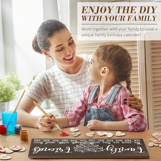 Christmas Grandma Gifts for Mom from Daughter, Wood Family Birthday Reminder Calendar Board Wall Hanging DIY Birthday Tracker Plaque with 120 Tag, Best Mom Dad Grandma Gifts for Birthday Thanksgiving